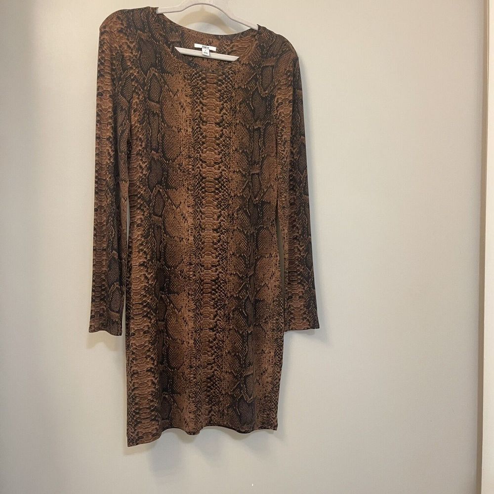 Bar III  Dress Large Women Long Sleeve Animal Print Multi-color